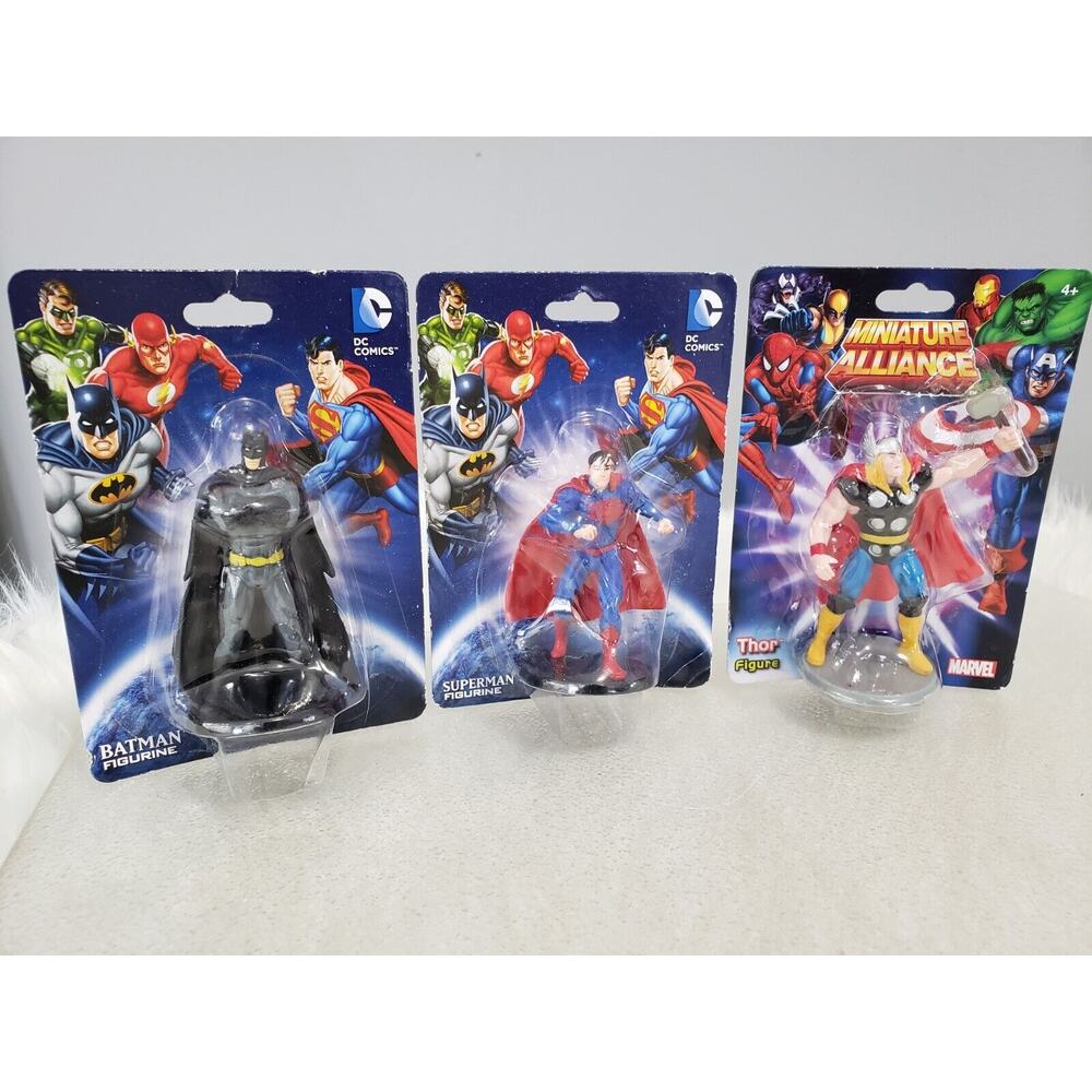 Lot 3 Marvel DC Universe Miniature Alliance Monogram THOR BATMAN SUPERMAN 3" toy